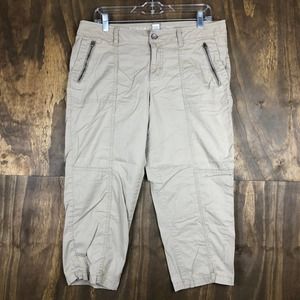 Sonoma Womens Pants Tan Gorpcore Khaki Capris Momcore Stretch Size 12